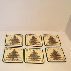 SPODE PIMPERNEL 6 Christmas Tree Design Coasters